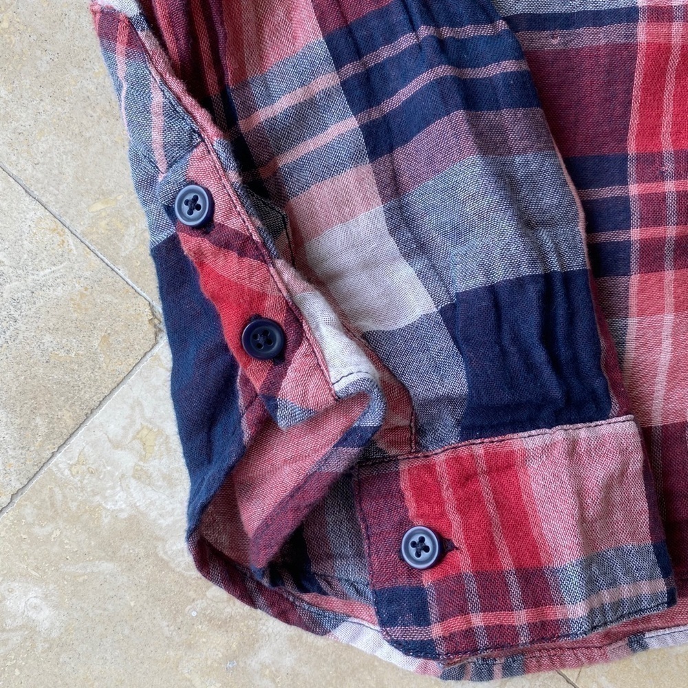 3/ $12 Beachlunchlounge Plaid Cotton Button down - Picture 3 of 7